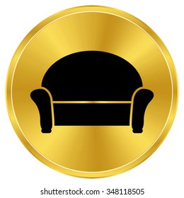 sofa - gold vector icon