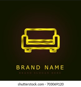 Sofa golden metallic logo