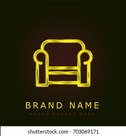 Sofa golden metallic logo