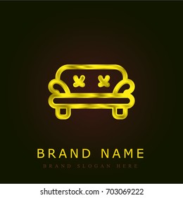 Sofa golden metallic logo