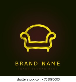 Sofa golden metallic logo