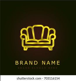 Sofa golden metallic logo