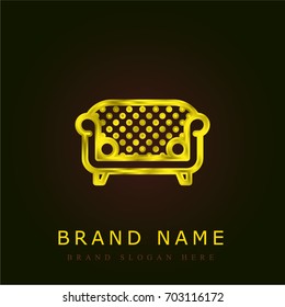 Sofa golden metallic logo