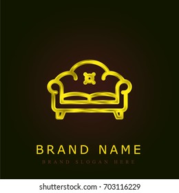 Sofa golden metallic logo