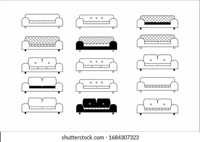 Sofa-Vektorillustration-Symbol