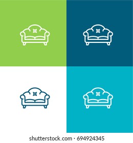 Sofa green and blue material color minimal icon or logo design