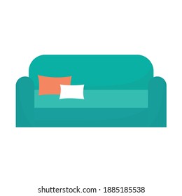 sofa with a green color vector illustration design