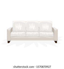 Sofa with hand drawn cartoon style for your design. Vector illustration.
