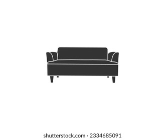 Sofa hand drawn  silhouette icon. Modern furniture - sofa vector sketch illustration for print, web, mobile and infographics. Home furniture black linear design. isolated on white background. EPS 10.