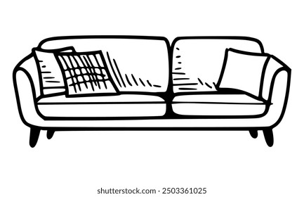 Sofa. Hand drawn vector illustration in doodle style.