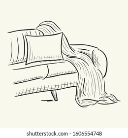 Sofa.  Hand-drawn vector illustration in vintage style.