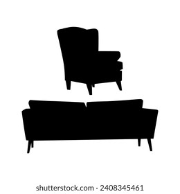 Sofa Home Living Silhouette Vector