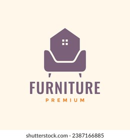 sofa house interior furniture simple flat modern clean logo design vector icon illustration