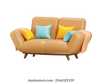 Sofa icon 3d render concept of Home furniture Couch and cushion icon vector illustration