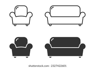 Sofa icon. Armchair icon. Vector illustration.