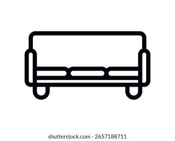 Sofa icon. Black vector illustration.