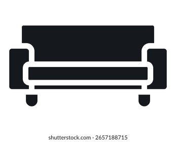 Icono de sofá. Ilustración vectorial negra.