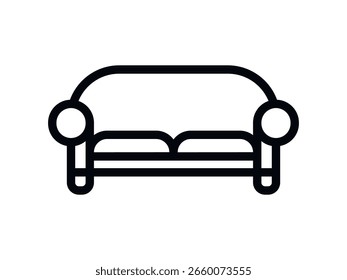 Sofa icon. Black vector illustration.