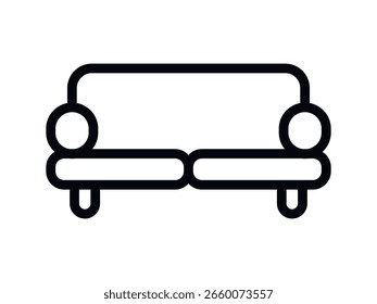 Icono de sofá. Ilustración vectorial negra.