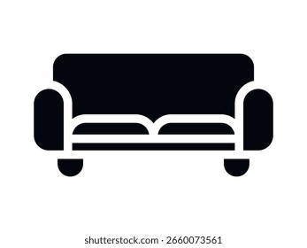 Icono de sofá. Ilustración vectorial negra.