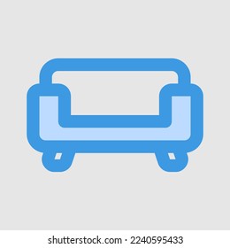 Sofa icon in blue style about furniture, use for website mobile app presentation
