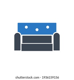 Sofa-Symbol. Lehrstuhl-Symbol. Home-Stuhl-Symbol mit Vektorgrafik