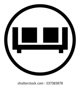 Sofa icon in circle on white background