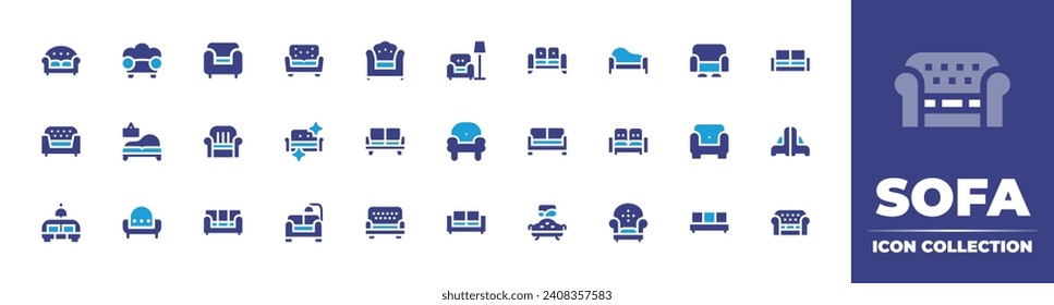 Sofa icon collection. Duotone color. Vector and transparent illustration. Containing sofa, chair, rest, sit down, armchair, couch, coach.