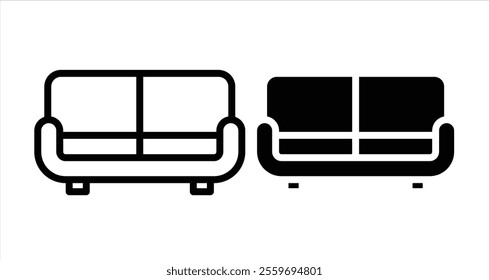 Sofa Icon collection in filled and stroke style.