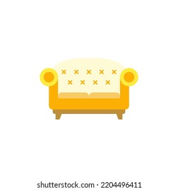 Sofa icon in color, isolated on white background 