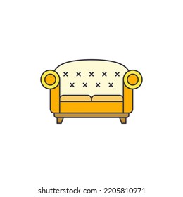 Sofa icon in color, isolated on white background 