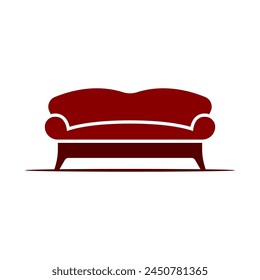 Sofa icon. Colored silhouette. Front view. Vector simple flat graphic illustration. Isolated object on a white background. Isolate.