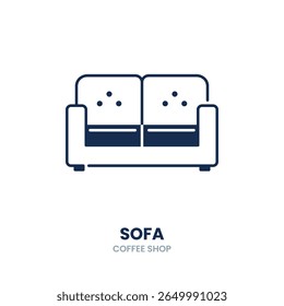 Sofa icon. couch, furniture, seat, lounge, comfort, living, relax, interior. Vector Icon Illustration