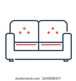 Sofa icon. couch, furniture, seat, lounge, comfort, living, relax, interior. Vector Icon Illustration