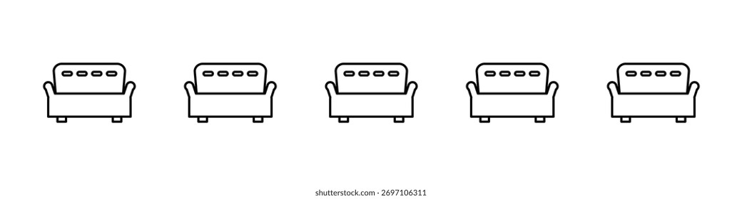 Design de ícone do sofá, logotipo, aplicativo, interface do usuário. Ilustração vetorial, EPS