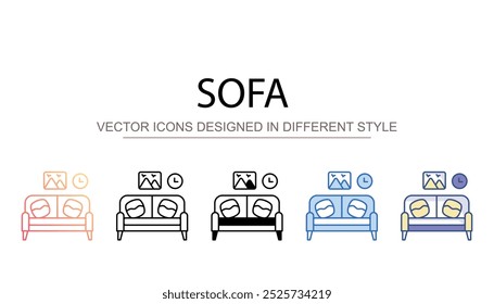 Sofa icon design with white background stock illustration