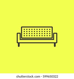 Sofa icon flat. Black pictogram on white background. Vector illustration symbol and bonus button