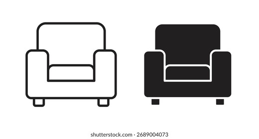 Sofa-Symbol flach schwarz-weißes Logo