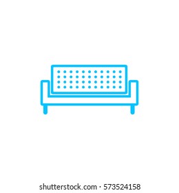 Sofa icon flat. Blue pictogram on white background. Vector illustration symbol
