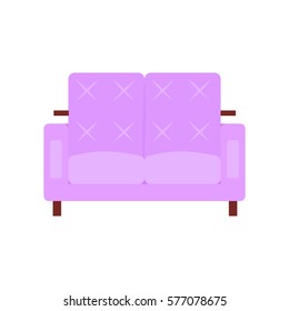 Sofa icon in flat and cartoon style isolated on white background