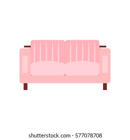 Sofa icon in flat and cartoon style isolated on white background