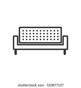 Sofa icon flat. Illustration isolated on white background. Vector grey sign symbol
