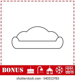 Sofa icon flat. Simple vector symbol and bonus icon