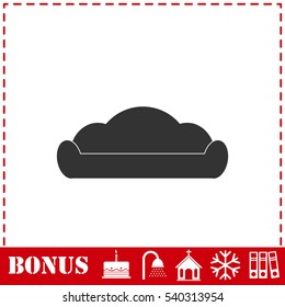 Sofa icon flat. Simple vector symbol and bonus icon