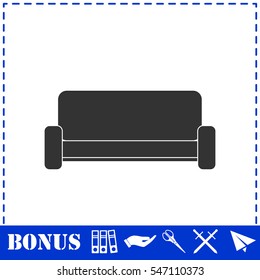 Sofa icon flat. Simple vector symbol and bonus icon