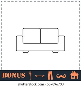 Sofa icon flat. Simple vector symbol and bonus icon