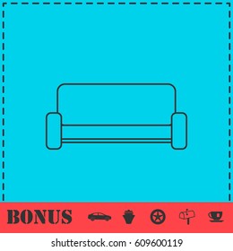 Sofa icon flat. Simple vector symbol and bonus icon