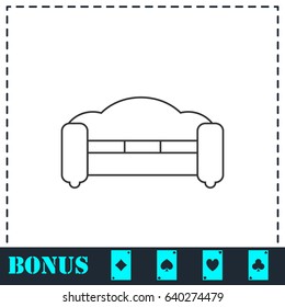 Sofa icon flat. Simple vector symbol and bonus icon