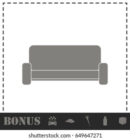 Sofa icon flat. Simple vector symbol and bonus icon