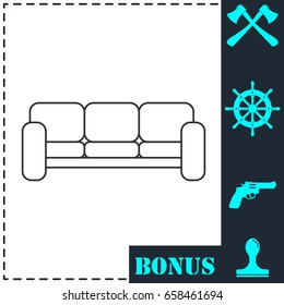 Sofa icon flat. Simple vector symbol and bonus icon